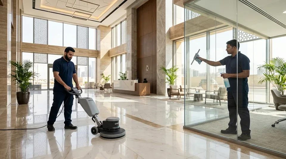 تنظيف المكاتب والمنشآت التجارية والواجهات الزجاجية الداخلية في جدة ومكة